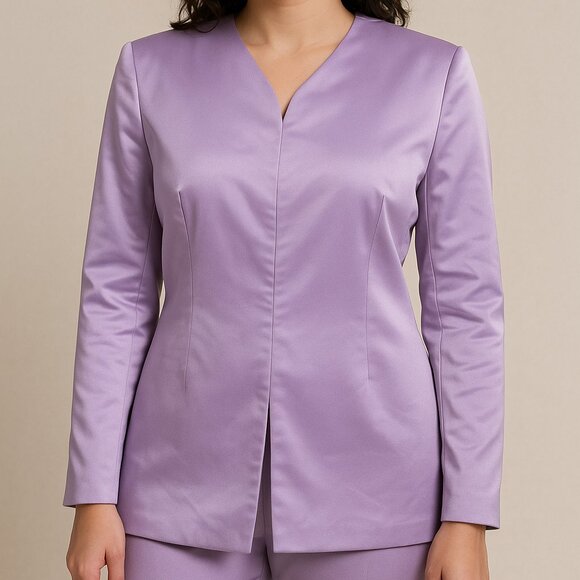 Miscreants London Lavender Satin Blazer UK 12 US 8 Pink Lining Hook Eye Closure - Picture 1 of 5